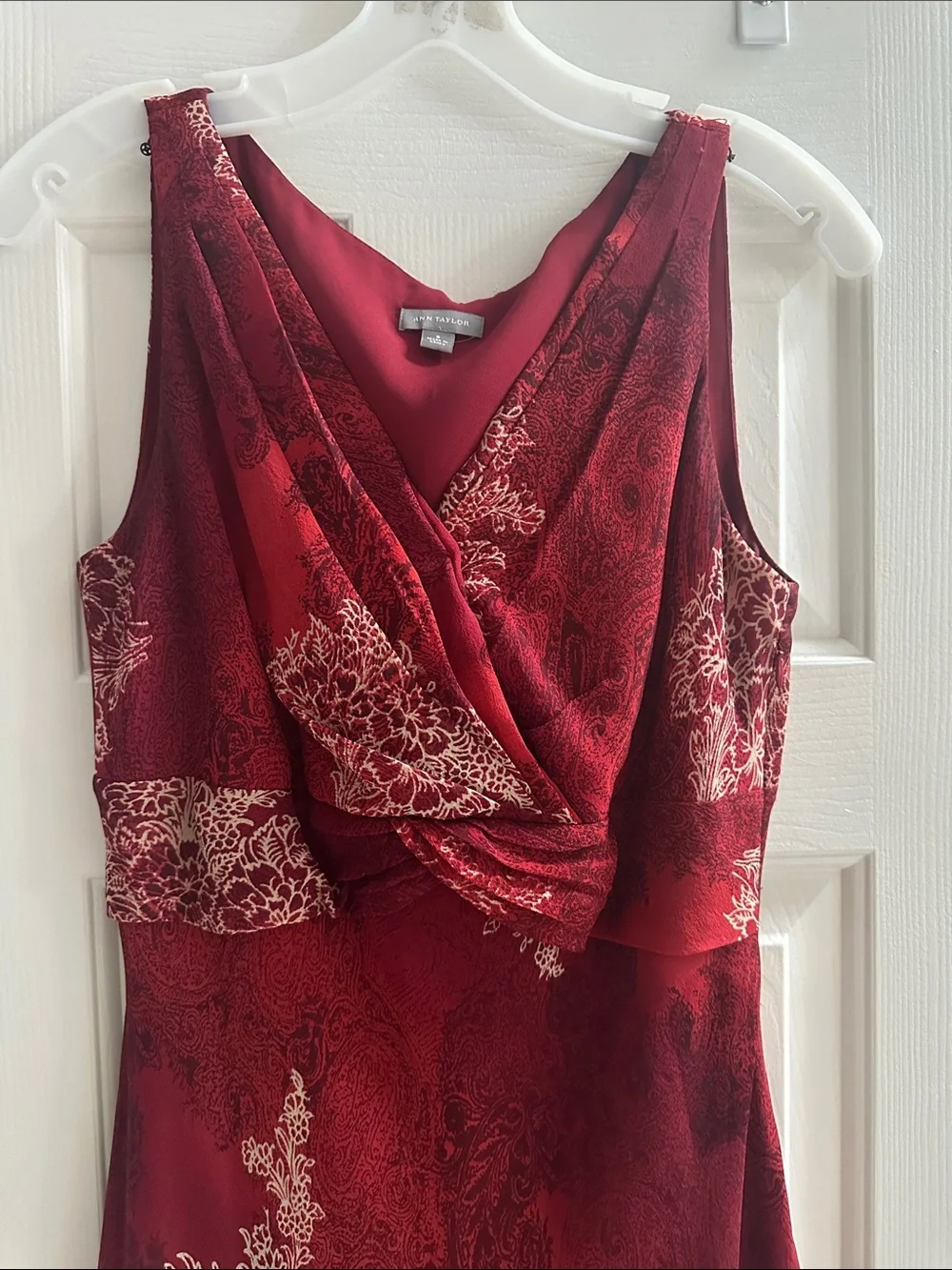 Vintage Ann Taylor Burgundy Floral Silk Midi Dress Size 8 Whimsygoth Red Wine - Picture 2 of 9